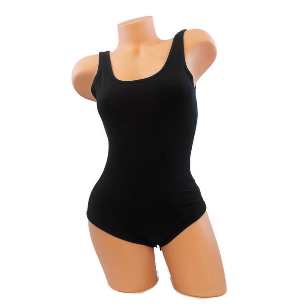 PINK Bodysuit Black Tank 3 Snap Crotch Size XSmall